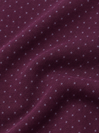 Golfpullover mit Mikro-Punktmuster in dunklem Pflaumenlila, Funktionsmaterial und Viertelreißverschluss