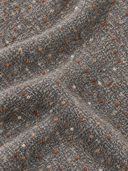 Golf-Pullover mit Viertelreißverschluss und Donegal-Tweed-Muster in meliertem Grau