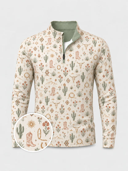 Desert Bloom Western-Pullover mit kurzem Reißverschluss