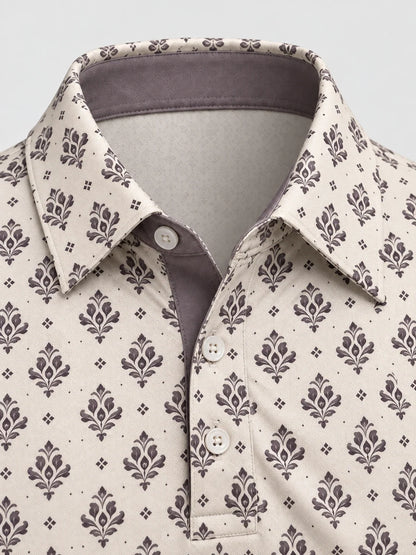 Vintage-Blumenmuster Performance-Golfpoloshirt
